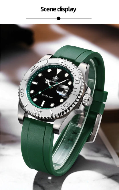 ADDIESDIVE 41mm Men’s Quartz Dive Watch – Rotatable Bezel, Stainless Steel, Luminous BGW9, Rubber Strap, 200m Water Resistant