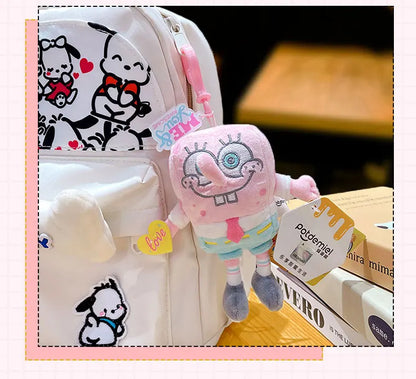 Potdemiel Anime Pink SpongeBob & Patrick Star Kawaii Plush Keychain — Cosplay Stuffed Keyring Gift for Kids