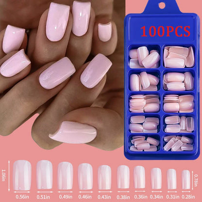 576PCS Colorful Press-On Fake Nails Set – Black & Red Oval/Square Short Full Cover Nail Tips for Salon-Style Nail Art