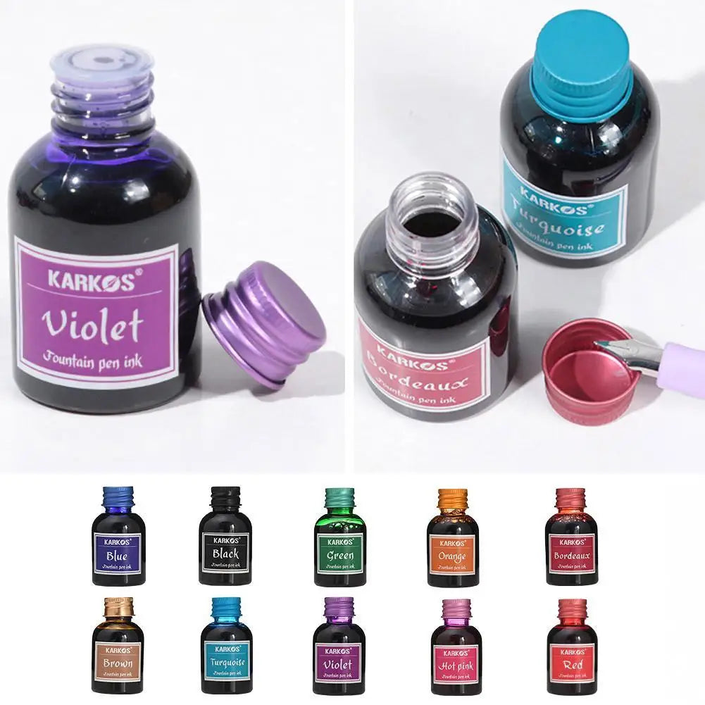 30ml Colorful Fountain Pen Ink – Universal Refill Stationery Ink Bottle for School & Office Writing Supplies (Pure Colors)