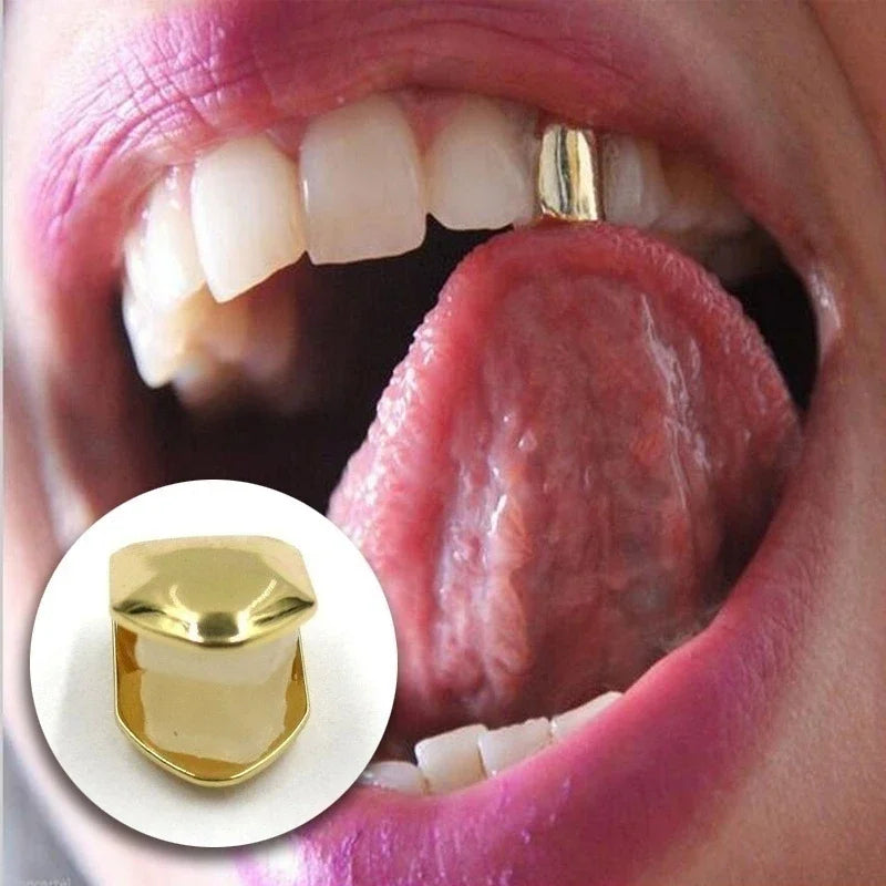 Delysia King Custom Fit Hip Hop Grillz – Single Tooth Cap for Top & Bottom in 4 Colors