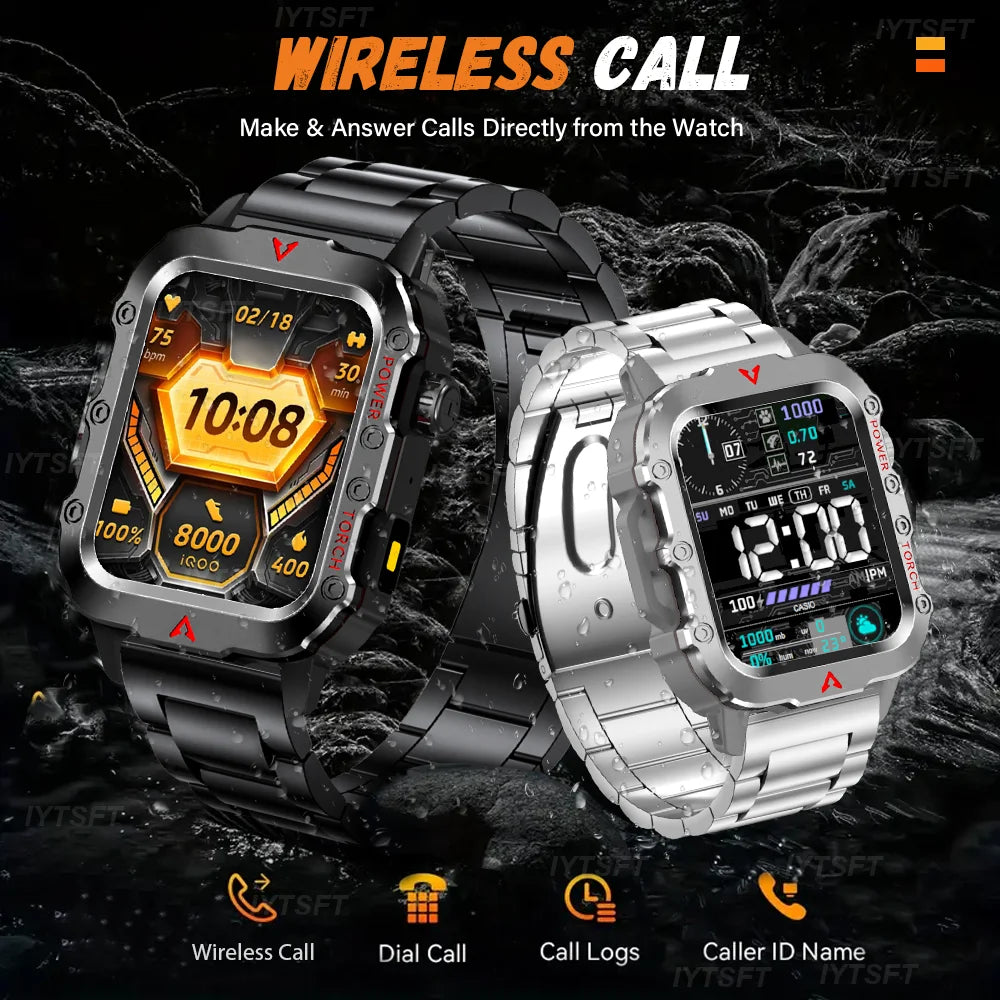 G.L Wear 2025 Sports Smart Watch – Bluetooth Call, LED Flashlight, Multi-Function Outdoor Fitness Watch for Men & Women