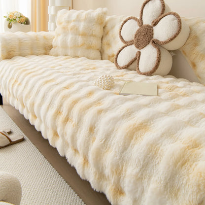 Thick Rabbit Fur Plush Sofa Slipcover - Non-Slip Soft Couch Cushion Cover for Modern Living Room Home Decor