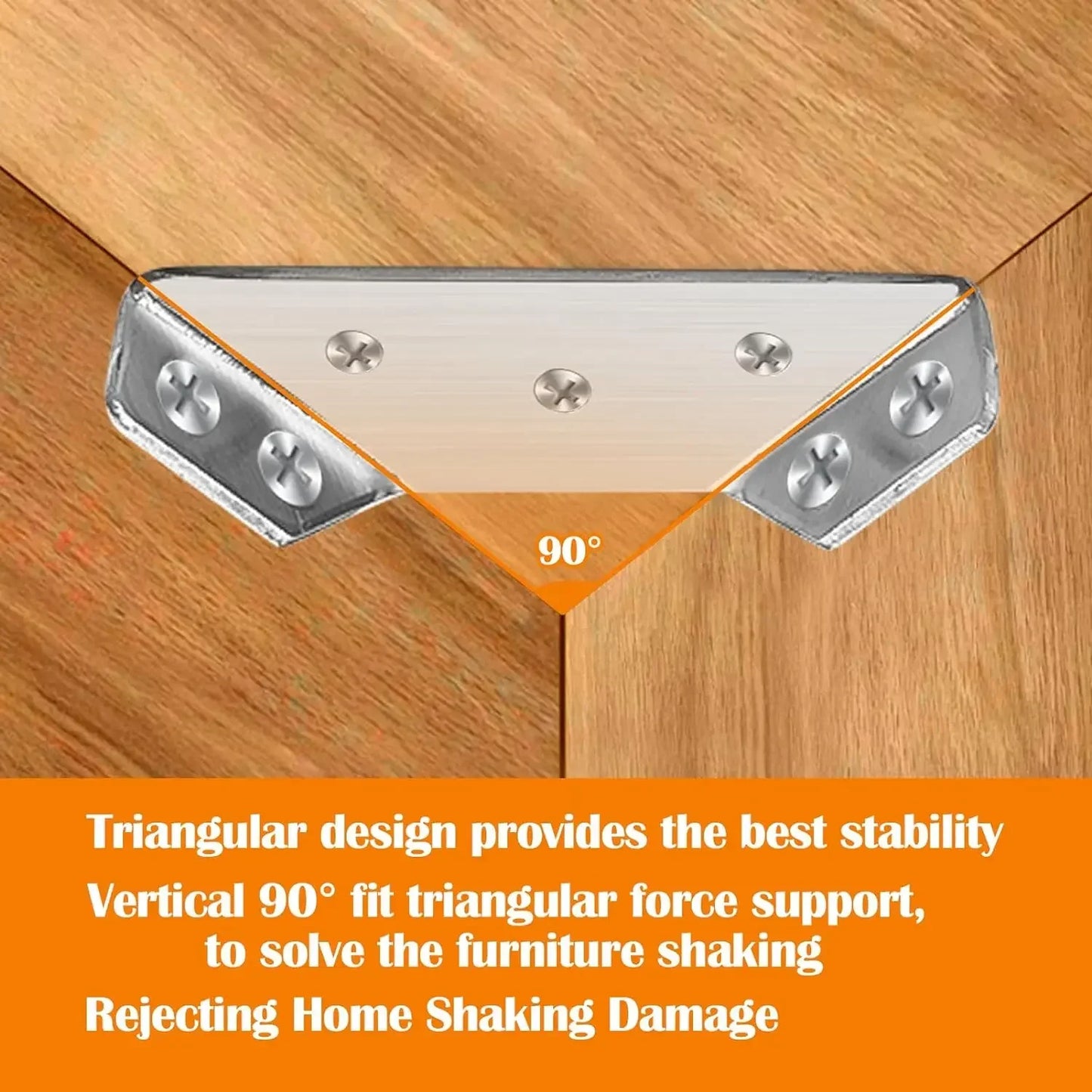 Stainless Steel Corner Brackets Set – Heavy-Duty Angle Shelf & Cabinet Support Connectors with Screws