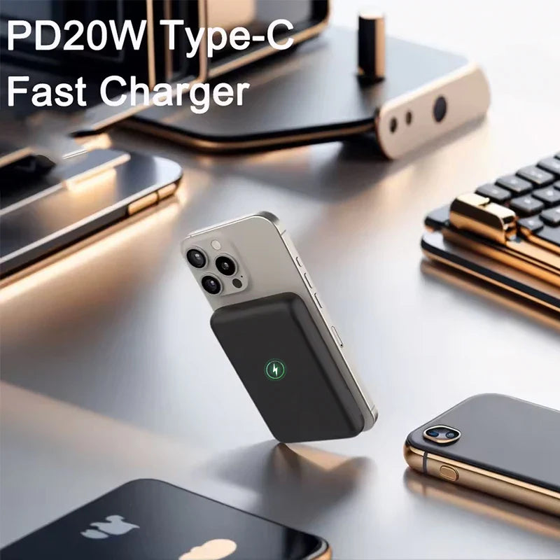 Magnetic Wireless Charger 10000mAh Power Bank – 15W PD Fast Charging Portable Battery Pack for iPhone 12–17 Series & Magnetic Charging Support