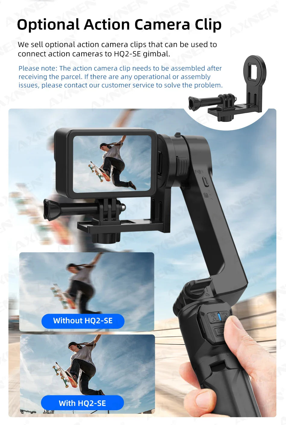 AXNEN HQ2 Series Handheld Mobile Phone Stabilizer – Smartphone Gimbal & GoPro Extension Rod Selfie Stick Tripod