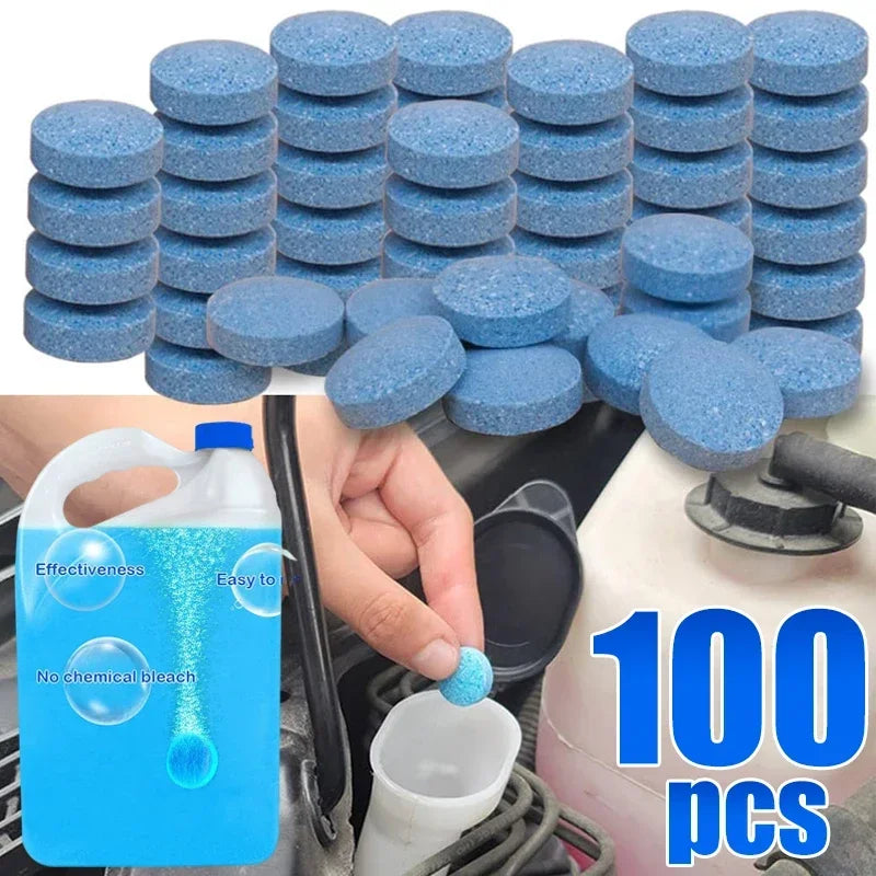Glass Water Effervescent Wiper Tablets | Universal Concentrate for All Seasons, Strong Anti-Freeze & Shellac-Free