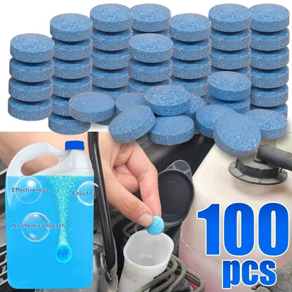 Glass Water Effervescent Wiper Tablets | Universal Concentrate for All Seasons, Strong Anti-Freeze & Shellac-Free