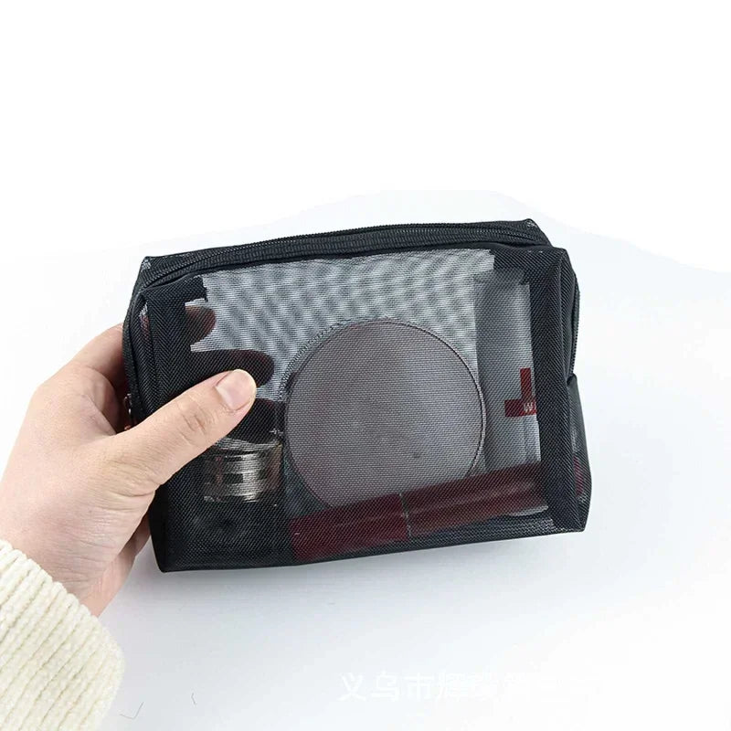 Female Makeup Pouch – Portable Small & Large Mesh Cosmetic Bag, Toiletry Beauty Case, Travel Makeup Organizer Storage Bag