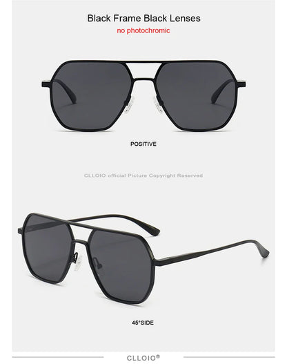 CLLOIO Fashion Aluminum Photochromic Sunglasses – Polarized Chameleon Anti-Glare Driving Glasses for Men & Women