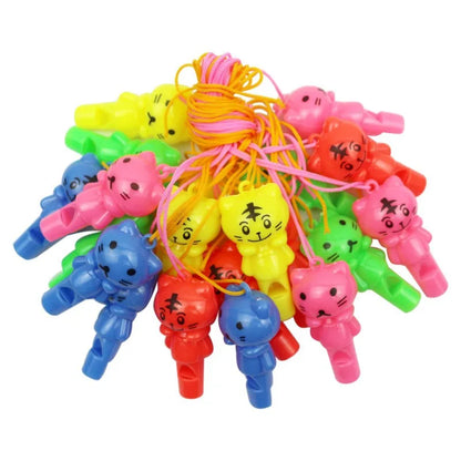 Random Cute Animal Cat Whistle – Plastic Sport & Cheerleading Toy, Kids Birthday Party Favor Gift
