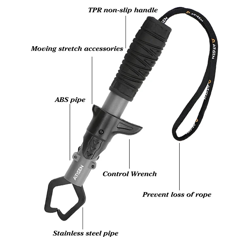 Stainless Steel Fishing Gripper - Professional Fish Lip Grabber Clip for Secure Fish Handling & Tackle