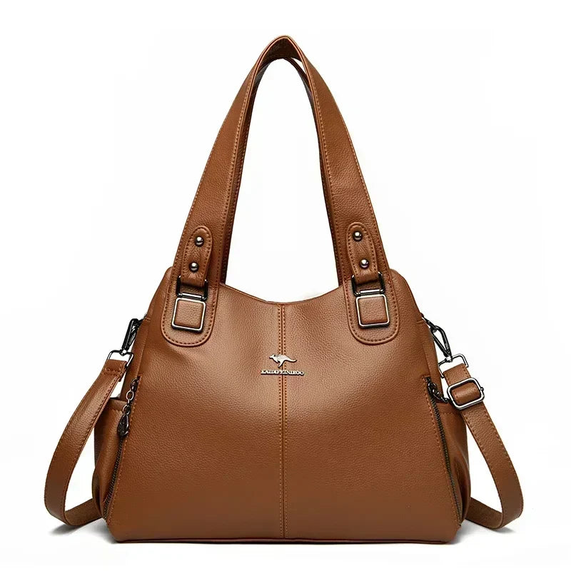 Luxury Women’s Leather Casual Tote Bag – High Quality Large Shoulder & Crossbody Handbag