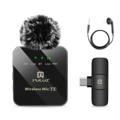 PULUZ Wireless Lavalier Microphone – Portable Mini Mic for iPhone & Android, Audio/Video Recording & Live Broadcast