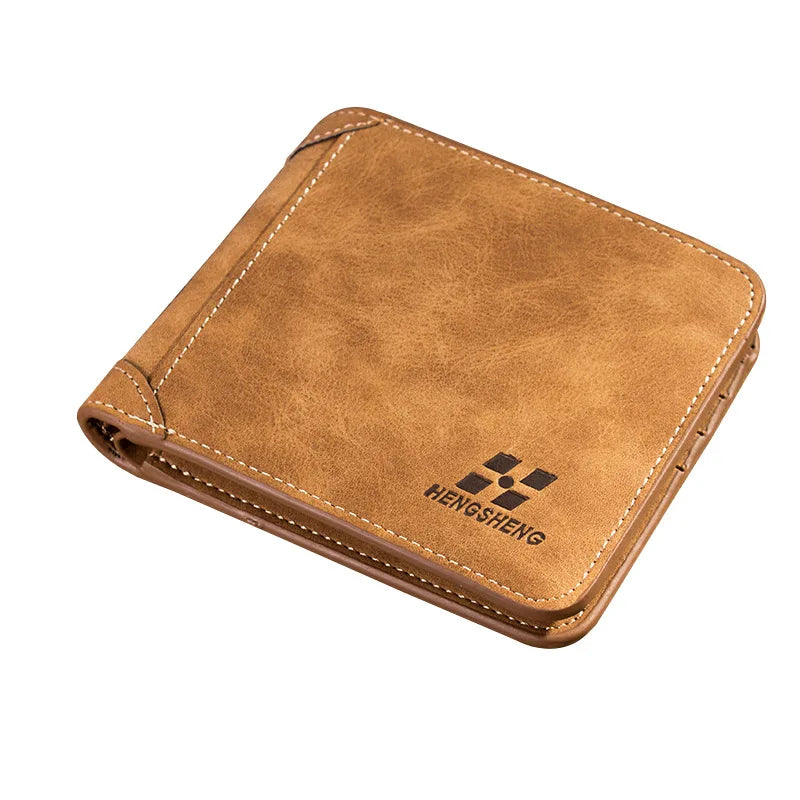 Men's Genuine Leather Slim Bifold Wallet - RFID Blocking Minimalist Card Holder for Men