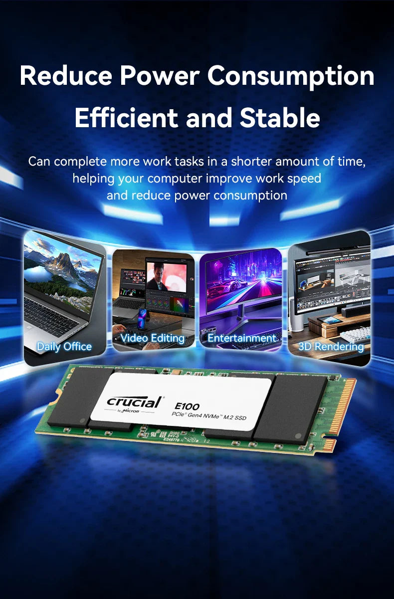 Crucial NVMe M.2 SSD – 480GB/1TB/2TB PCIe 4.0x4 5000MB/s for PS5, Laptop, PC