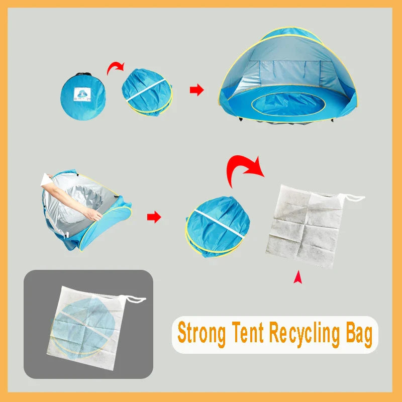 Portable Baby Beach Tent – UV Protection Sun Shelter for Infant, Outdoor Play & Swimming Pool Toy House