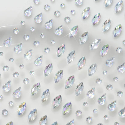 3D Holographic Teardrop Rhinestone Stickers - Self-Adhesive Crystal Diamond Face, Eye & Hair Decoration Tattoos