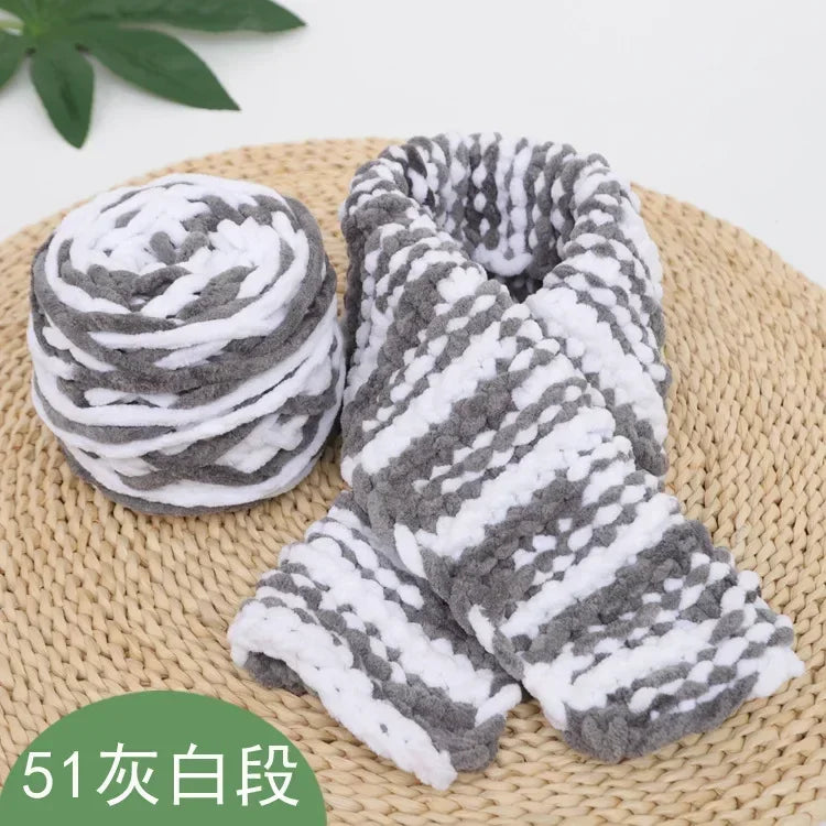 100g Chenille Knitting Yarn – Soft Thick Cotton Ice Strip Wool for DIY Hand Knitting Scarves & Crafts