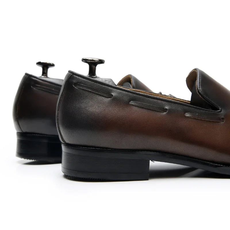 Men’s Genuine Leather Tassel Loafers - Vintage Slip-On Casual Social Dress Shoes Size 37-45