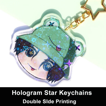 Custom Cartoon Keychains — Personalized Photo & Anime Transparent Hologram Acrylic Charm, Perfect Gift