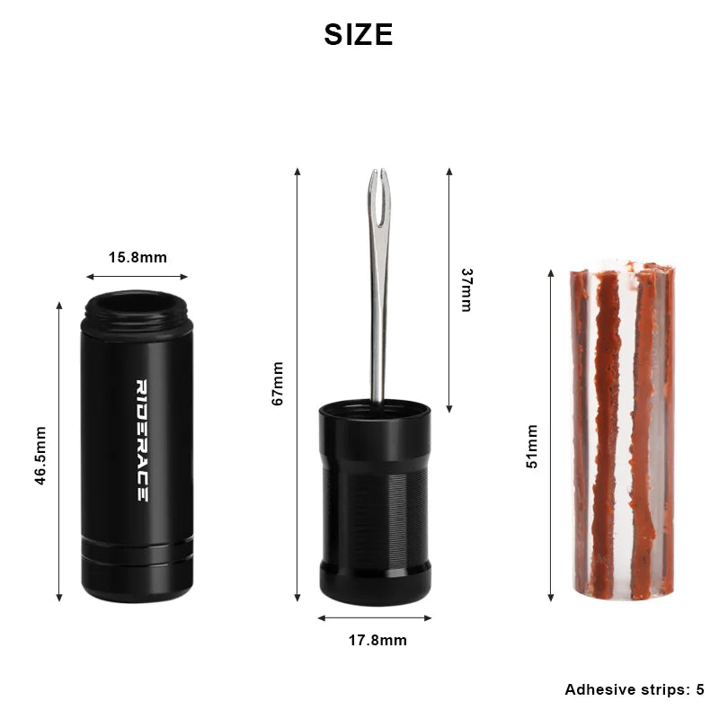 RIDERACE Bicycle Tire Repair Tool Kit — MTB & Road Bike Tubeless Puncture Sealant Set