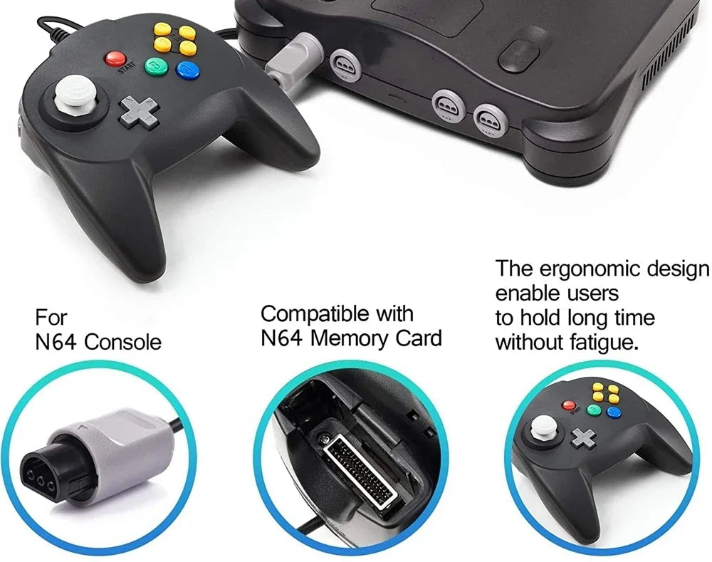[New Version] 2-Pack N64 Mini Gamepad – Plug & Play Joystick for Nintendo 64 Console (Japan Design)