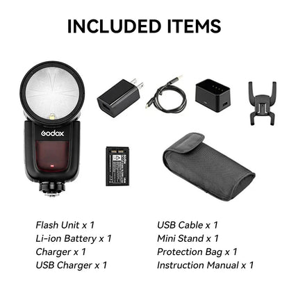 【Do Brasil】 Godox V1 Speedlight Flash - TTL 2.4G HSS for DSLR & Mirrorless Cameras, Compatible with Canon, Sony, Nikon, Fujifilm