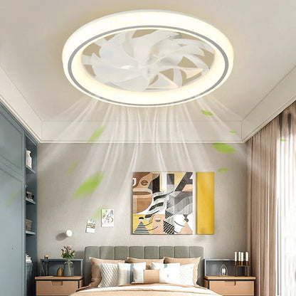 New Modern Ceiling Fan Light with Intelligent Remote Control - Ideal for Living Room, Bedroom, Restaurant - LED Fixture for Simple Home Décor