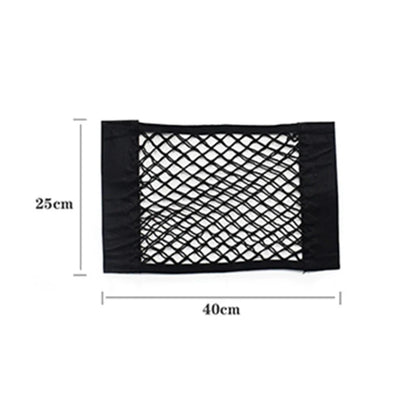 Car Seat Back Organizer - Universal Trunk Net Mesh Pocket with Elastic Storage & Magic Sticker