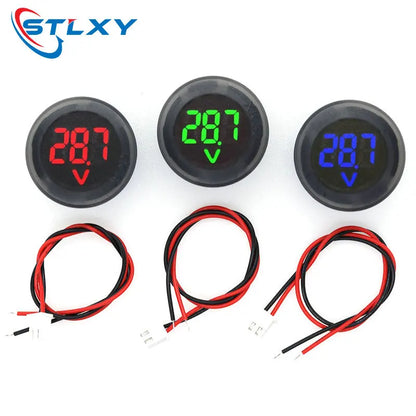 DC 4-100V LED Digital Voltmeter - Circular Two-Wire Display with Reverse Connection Protection