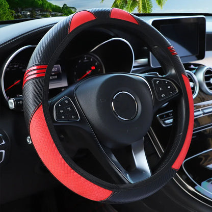Little Monster PU Embossed Leather Steering Wheel Cover — No Inner Ring, Fits 14.5-15 Inch Wheels