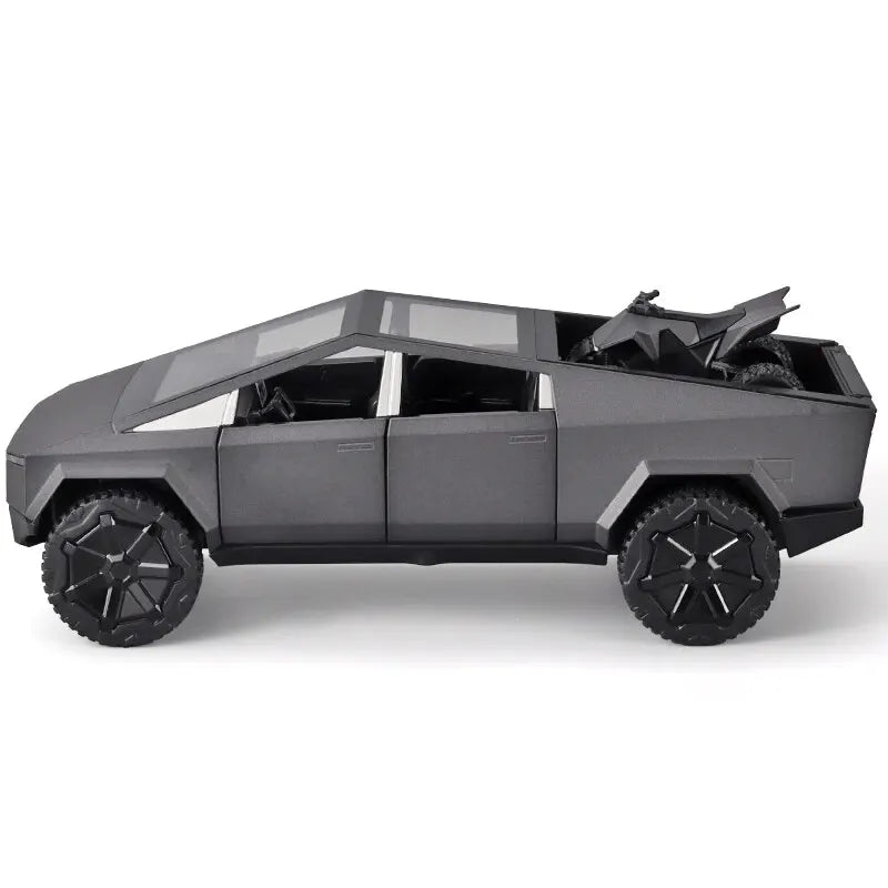 1:24 Cybertruck Model Silver Diecast Pickup Toy Car with Sound & Light for Kids 3+