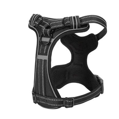 Adjustable No-Pull Reflective Dog Harness – Soft, Breathable Nylon Vest with Leash for Small & Large Dogs