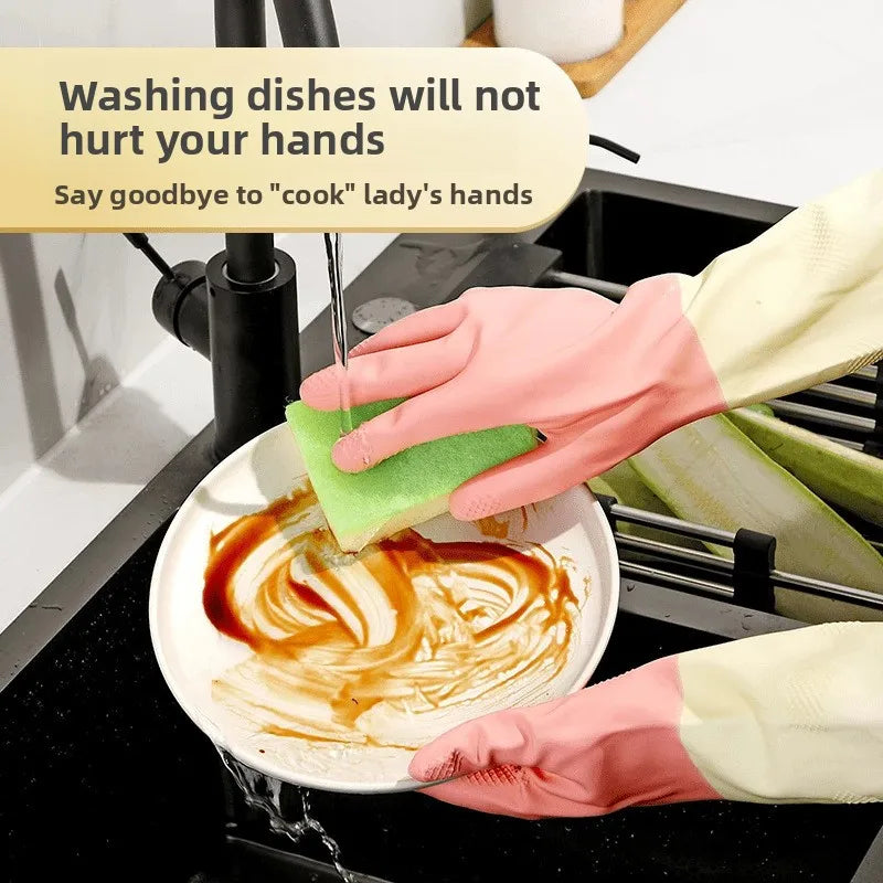 Thick Waterproof Latex Kitchen Gloves – Mint Green Rubber Cleaning Gloves for Dishwashing & Household Use