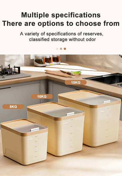 10KG Rice Storage Container & Pet Food Box - Sealed Cereal Dispenser with Buckle, Insect-Proof Grain Organizer for Kitchen