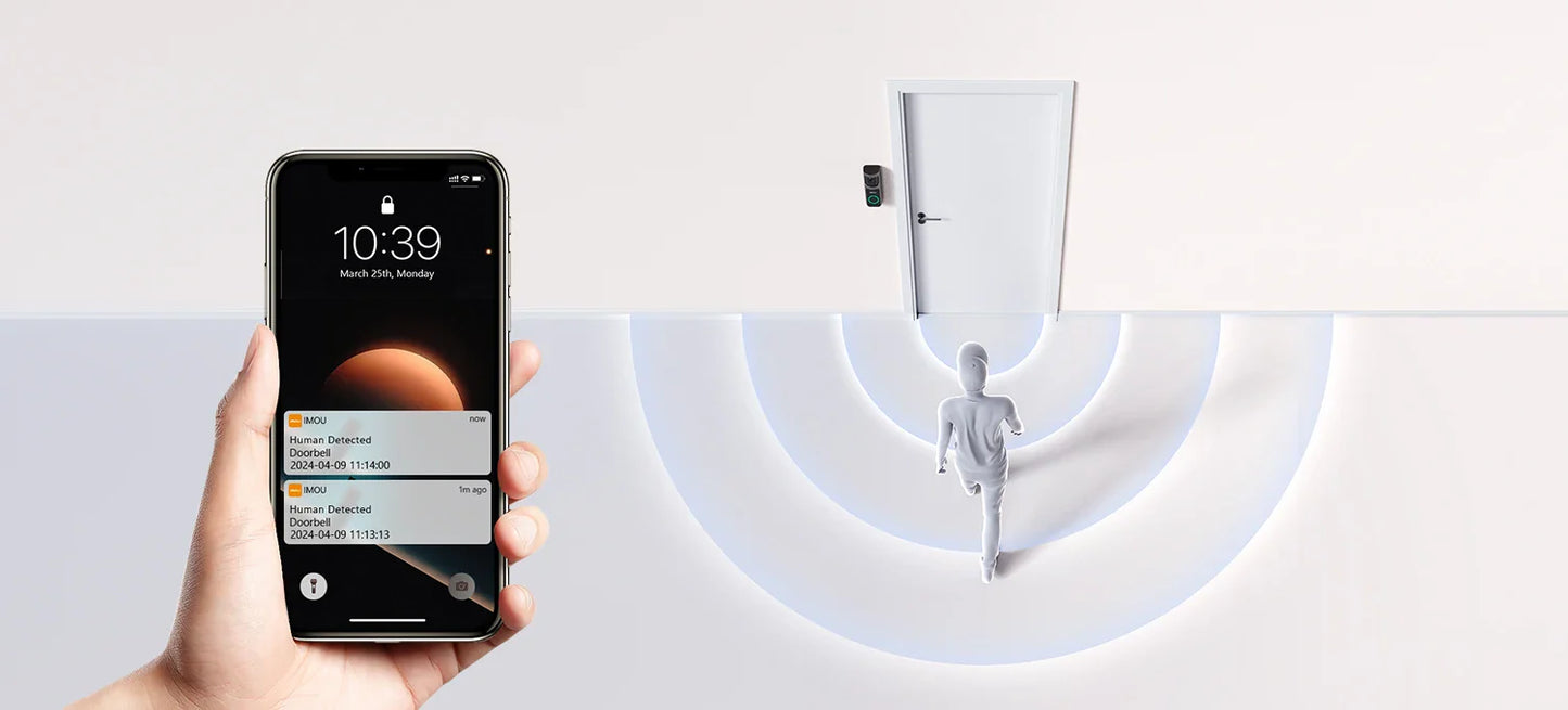 IMOU Video Doorbell 2S – 5000mAh Rechargeable Battery, 30° Pan Lens, Human Detection, Two-Way Talk, Waterproof, 100% Wire-Free with Chime