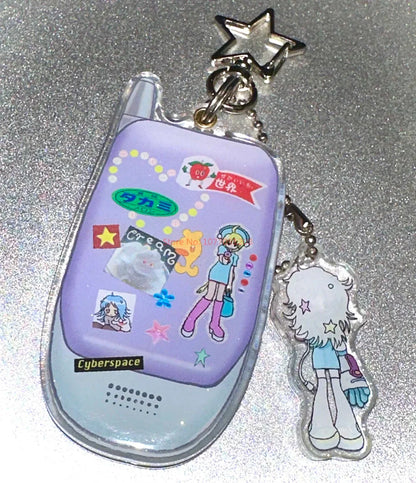 Oliva Acrylic Phone Decoration Keychain — Kawaii Pendant with Photo Frame for 1-Inch Photos, Perfect Birthday Gift