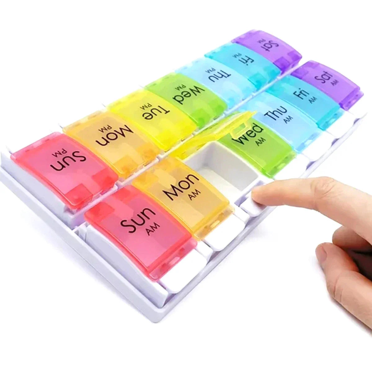 7/14/28-Day Pill Organizer – Weekly & Monthly Medicine Box with Tablet Storage, Splitter & Container Case