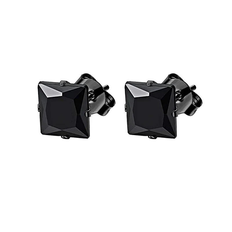 1–8 Pairs Stainless Steel Cubic Zirconia Stud Earrings Set – 6MM Unisex Minimalist Ear Piercing Jewelry for Men & Women