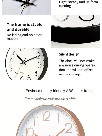 8-Inch Silent Quartz Wall Clock – Hole-Free Minimalist Cubic Digital Clock for Living Room & Bedroom Decor