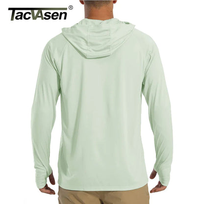 TACVASEN Men's Sun Protection Hoodie T-Shirt – UV-Proof, Lightweight, Breathable Long Sleeve Quick-Dry Top