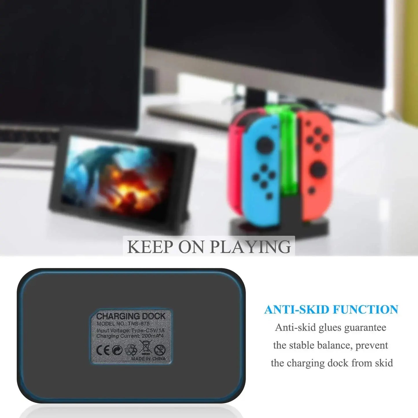 DOBE Charging Dock for Switch Joy-Con & OLED Model Controllers, with Lamppost LED Indication, Model TNS-875