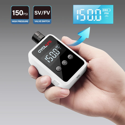 CYCLAMI HW125 150PSI Portable Electric Bike Air Pump – Rechargeable Mini Tire Inflator for Schrader & Presta Valves