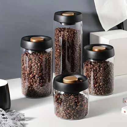 Coffee Bean Vacuum Sealed Glass Jar — Light-Proof, Airtight Container for Food, Grains, Candy & Moisture-Proof Storage