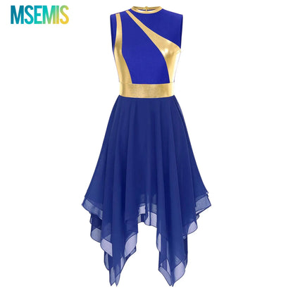 Women’s Liturgical Praise Dance Dress - Irregular Hem Modern Ballet Costume for Choir & Worship Performances