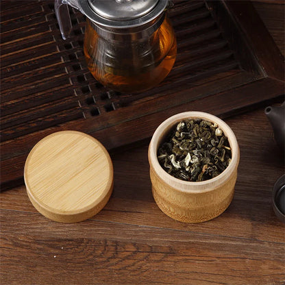 Natural Bamboo Food Storage Box – Eco-Friendly Tea, Nut, & Spice Canister Organizer for Kitchen