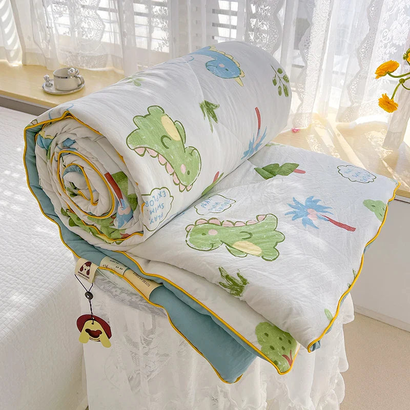 Washed Double Gauze Quilt – Lightweight Summer Comforter with Soya Fibre Filling, Soft & Breathable for Queen Size
