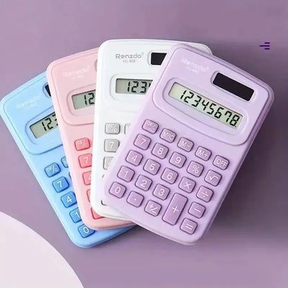 Small Solar Calculator - Portable 8-Digit LCD Electronic Calculator for Home, Office & Primary School Use
