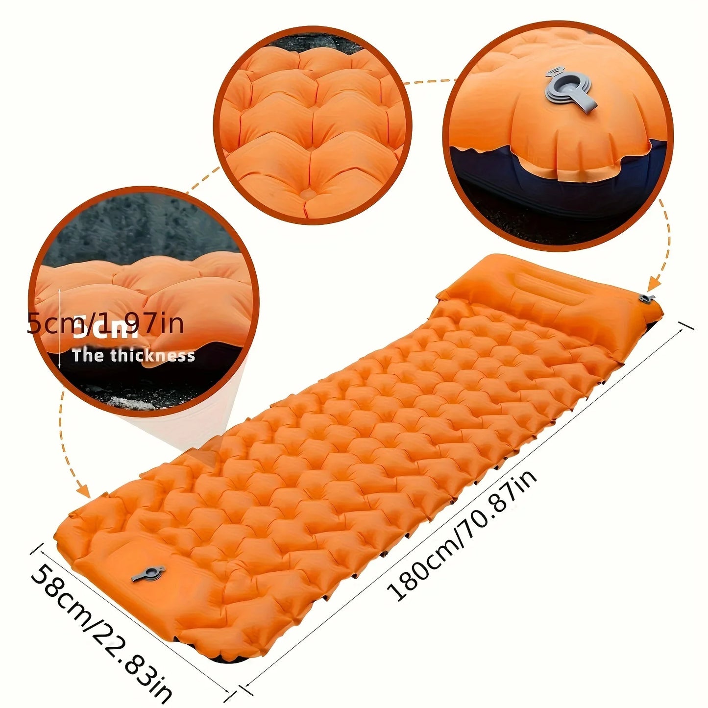 Outdoor Inflatable Sleeping Pad – Ultralight Camping Mattress with Pillows for Hiking & Trekking